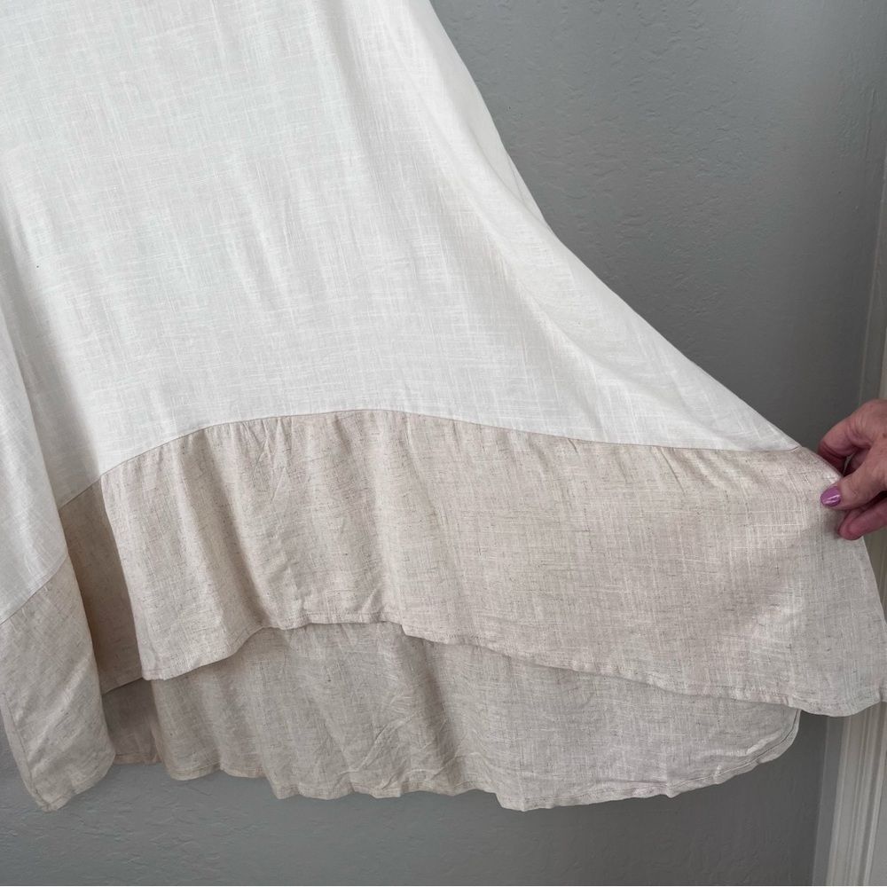 Label of Love Australia Linen Blend Dress L | Lagenlook Boho Coastal Midi Tank - Picture 5 of 9